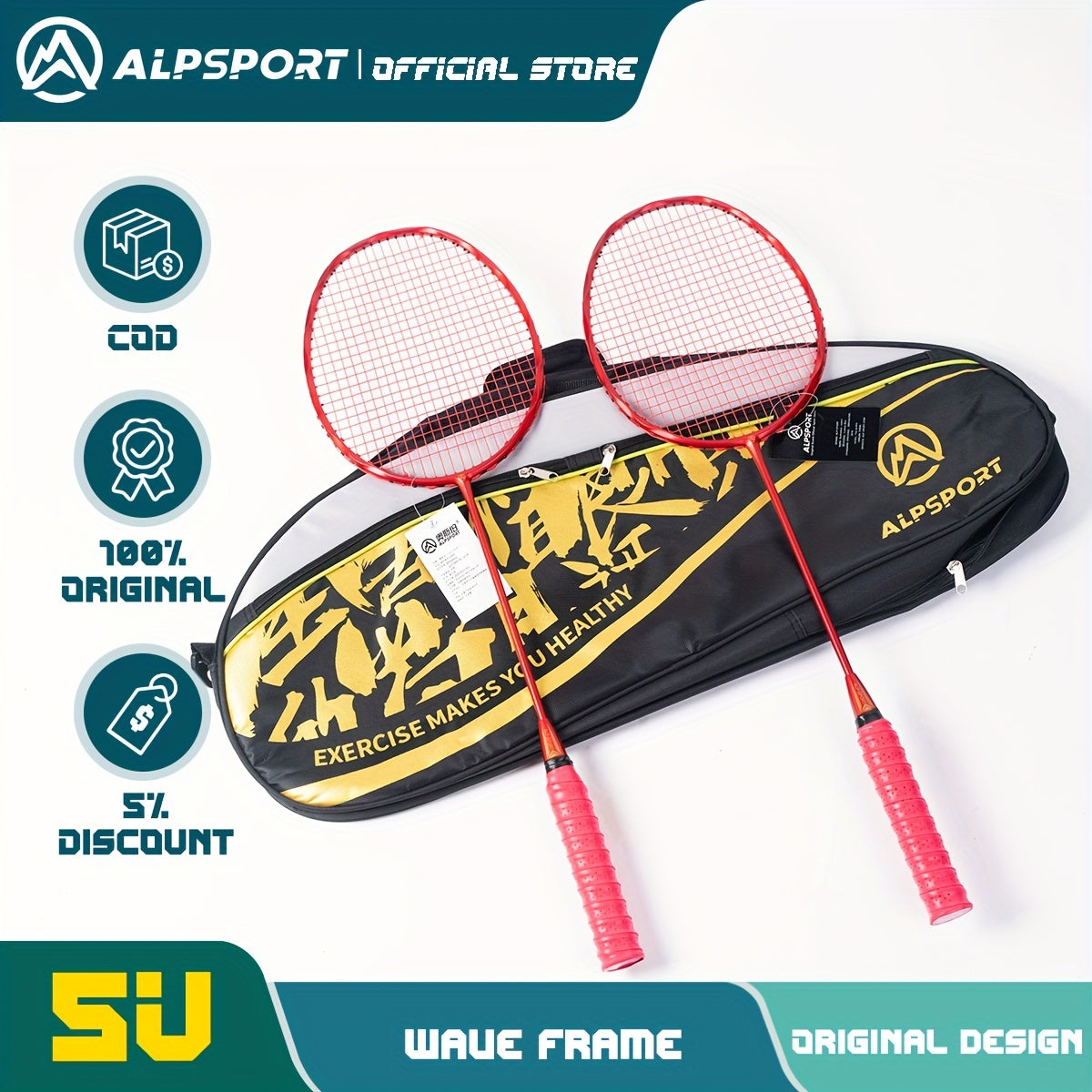 ALP V5 2Pcs 5U 75g 100% Carbon Fiber Badminton Racket Ultra Light Racket