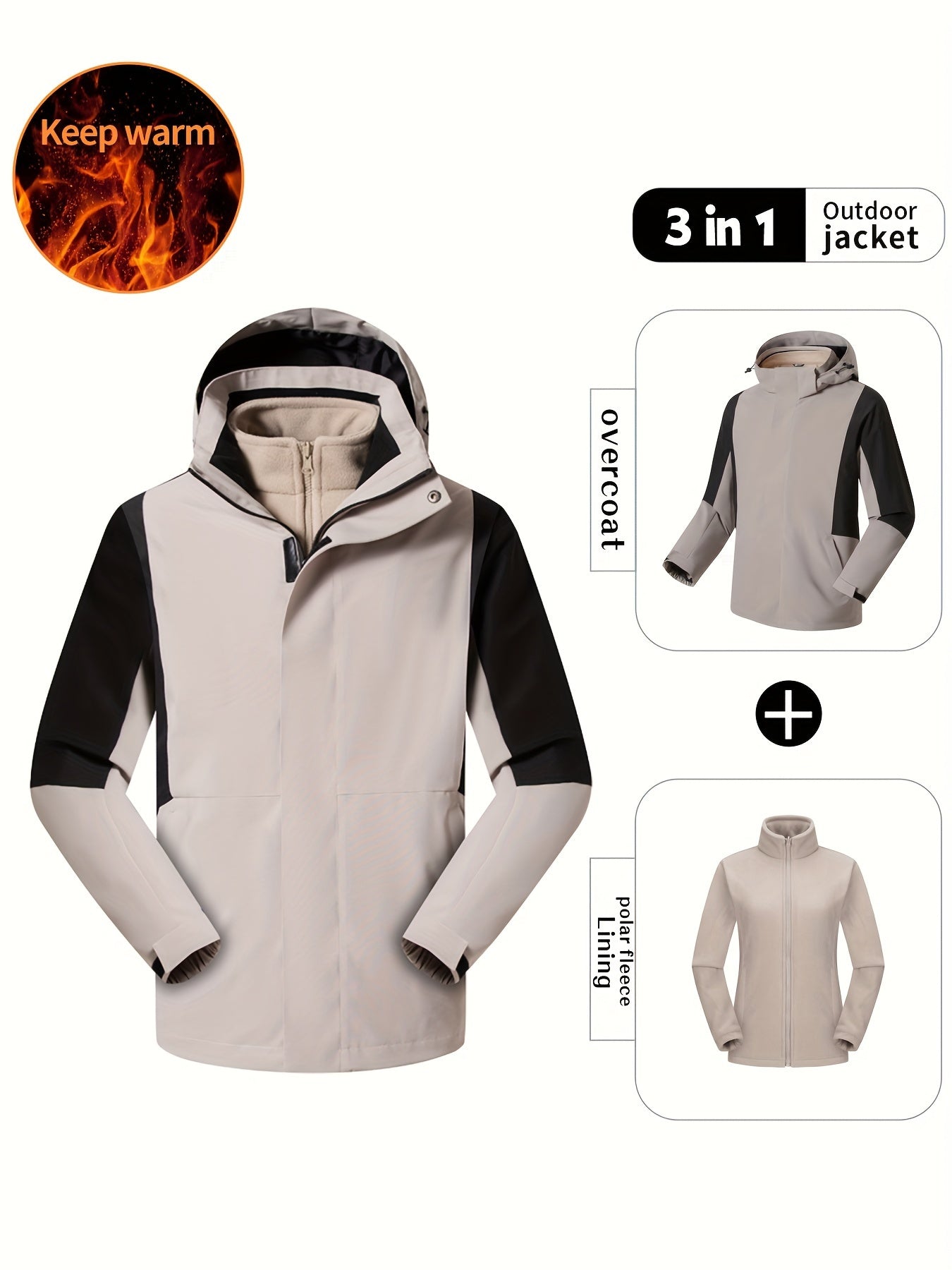 Men's Contrast Hooded Jacket For Spring Fall Winter