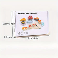 Wooden Pretend Play Kitchen Toy Food Cutting Game Sensory Development