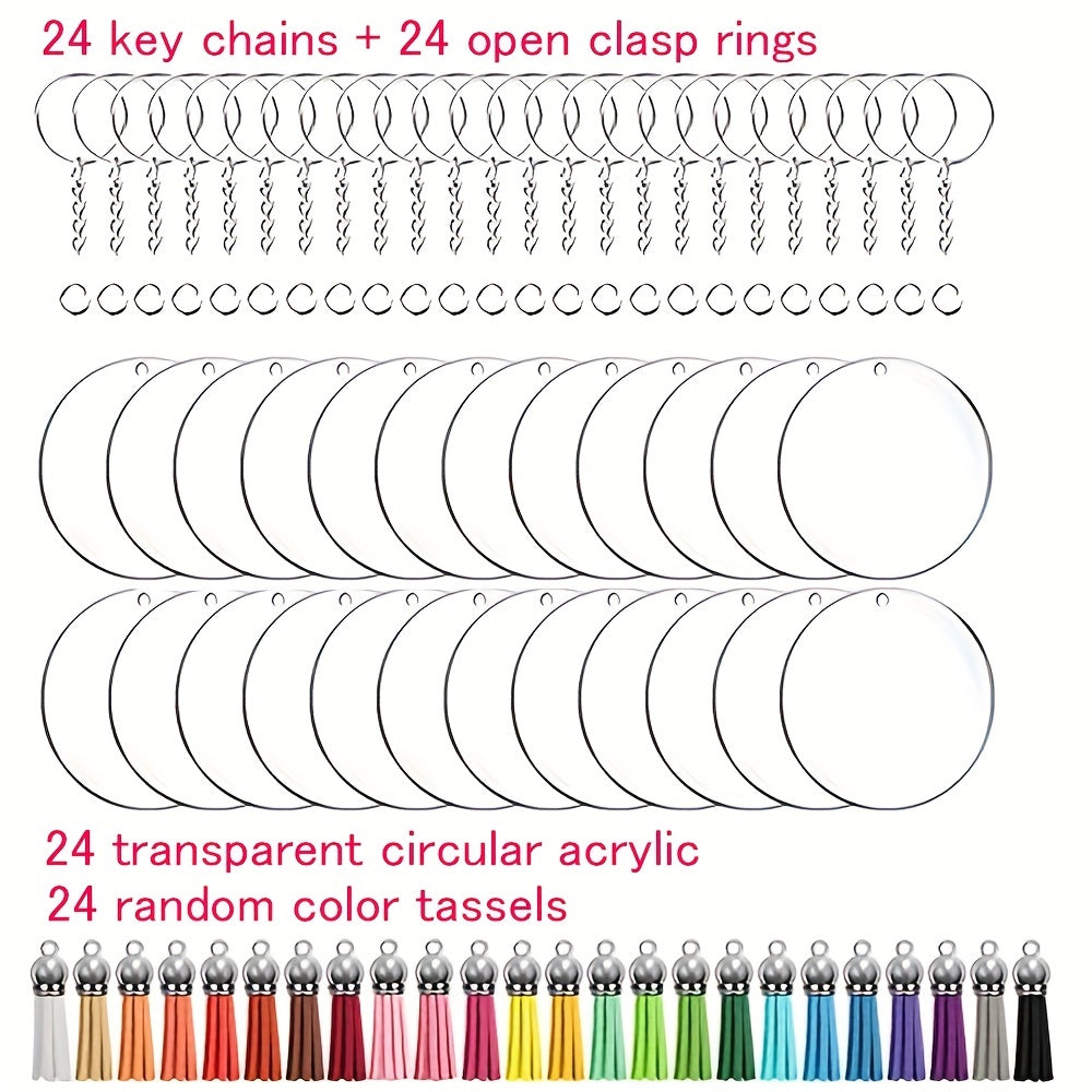 Sublimation Acrylic Keychain & Tassels Set DIY Key Ring Accessories
