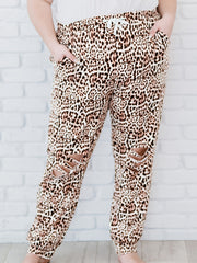 Women's Plus Leopard Print Loose Fit Trousers