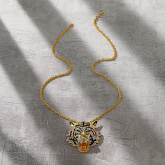 Alloy Tiger Head Pendant Necklace Hip Hop Creative Animal Jewelry