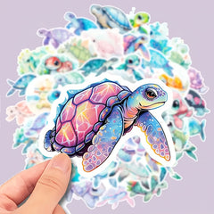 50pcs Sea Turtle Stickers Ocean Wildlife Decorative Vinyl Decals