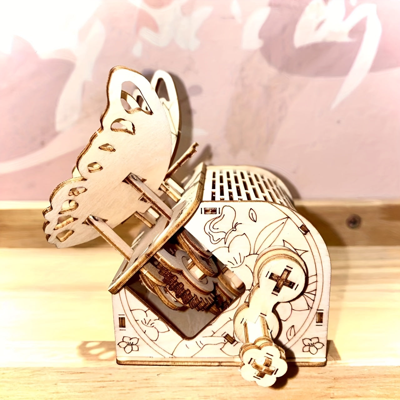 3D Butterfly Box Puzzle with Gear Mechanism