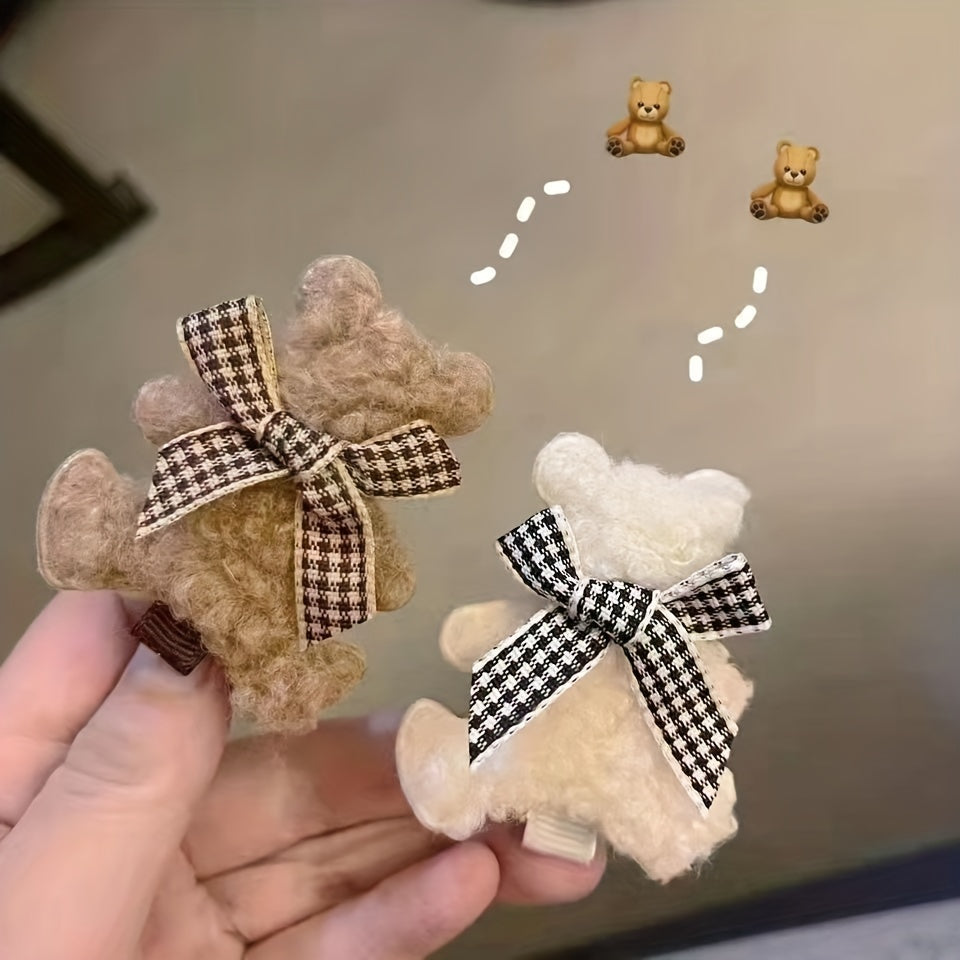Plush Bear Decor Duck Billed Hair Clip for Baby Girls