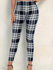  Plaid Print Skinny Leggings