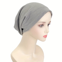 Solid Plain Turban Cap Elastic Hijab Chemo Cap