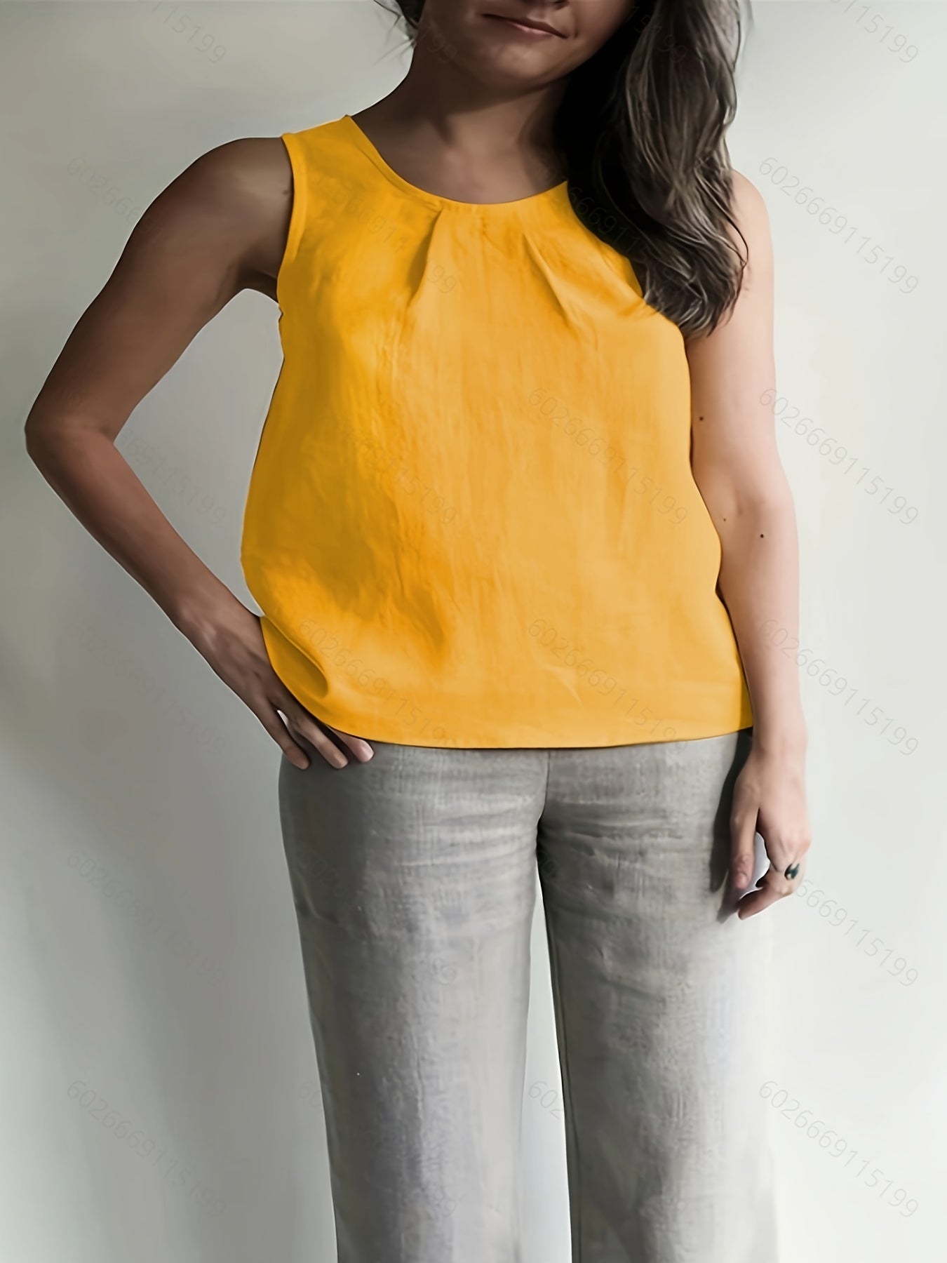  Solid Round Neck Tank Top