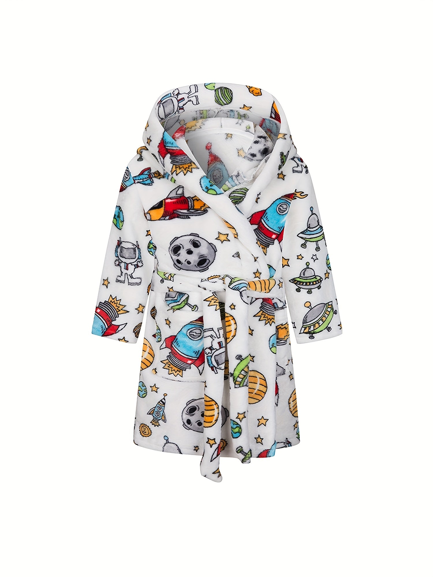 Boys Soft Flannel Hooded Bathrobe Kids Clothes Sleepwear