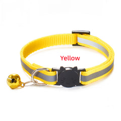 Reflective Pet Collar for Cats and Small Dogs, Safety Buckle, Bell