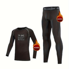 Kids Fleece Lined Compression Set Top and Leggings for Outdoor Activities