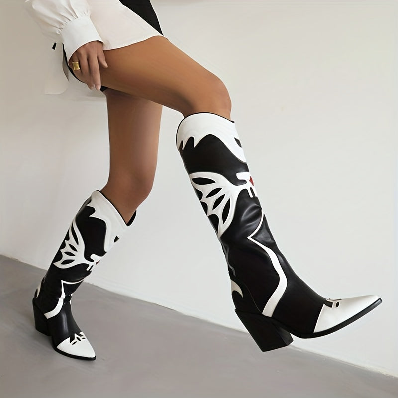 Women's Printed Chunky Heel Western Boots