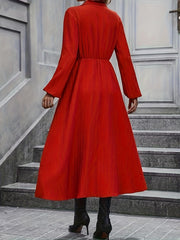  Solid Textured Lantern Sleeve Maxi Dress