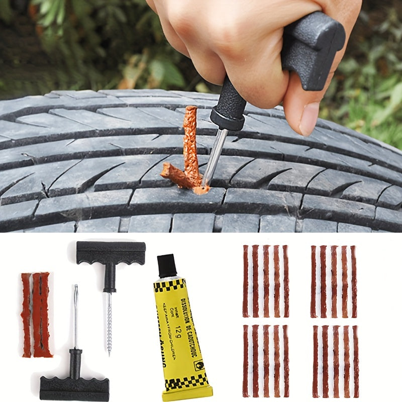 28pcs Tire Repair Tool Set For Tubeless Tyre Puncture Quick Repairing Kit