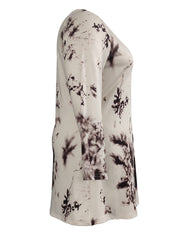  Tie Dye V Neck Long Sleeve Stretch Dress
