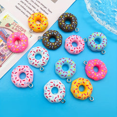 12pcs 3D Resin Donut Pendant For DIY Jewelry Making