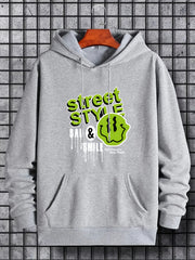 Men's Street Style Print Hoodie Drawstring Hooded Sweatshirt
