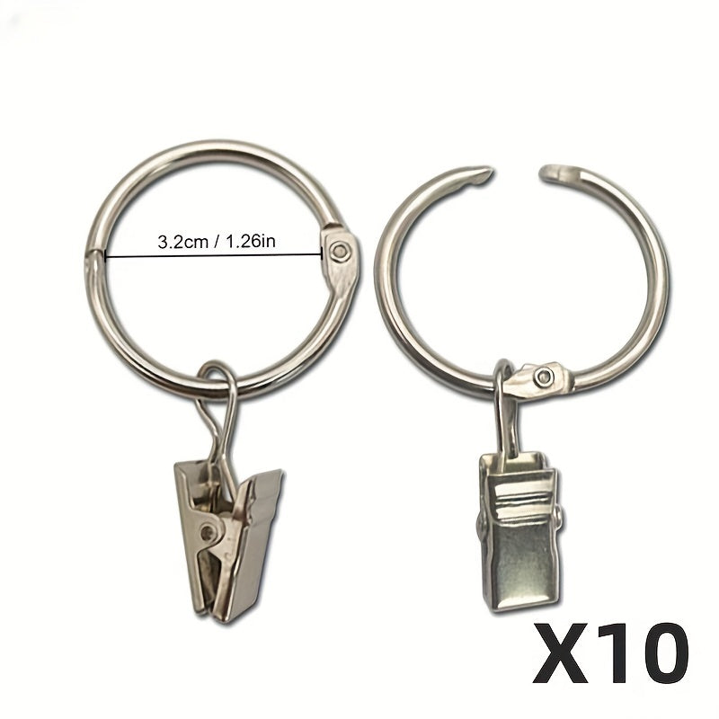 10pcs Metal Snap Ring Clips for Hanging Curtain Shower Curtain Hook Clips