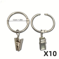 10pcs Metal Snap Ring Clips for Hanging Curtain Shower Curtain Hook Clips