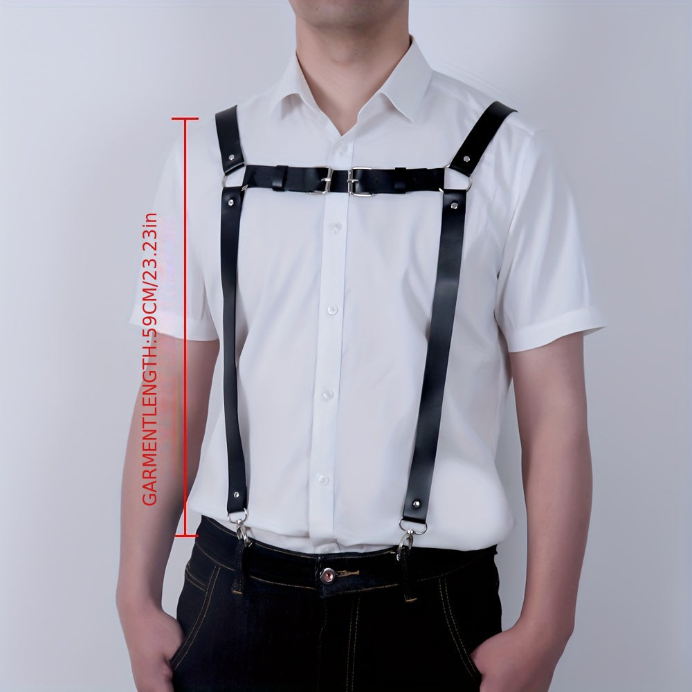 Men's Leather Novelty Suspenders Belt Adjustable Shoulder Strap