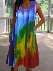 Tie Dye Tank Dress with Pockets - Plus Size