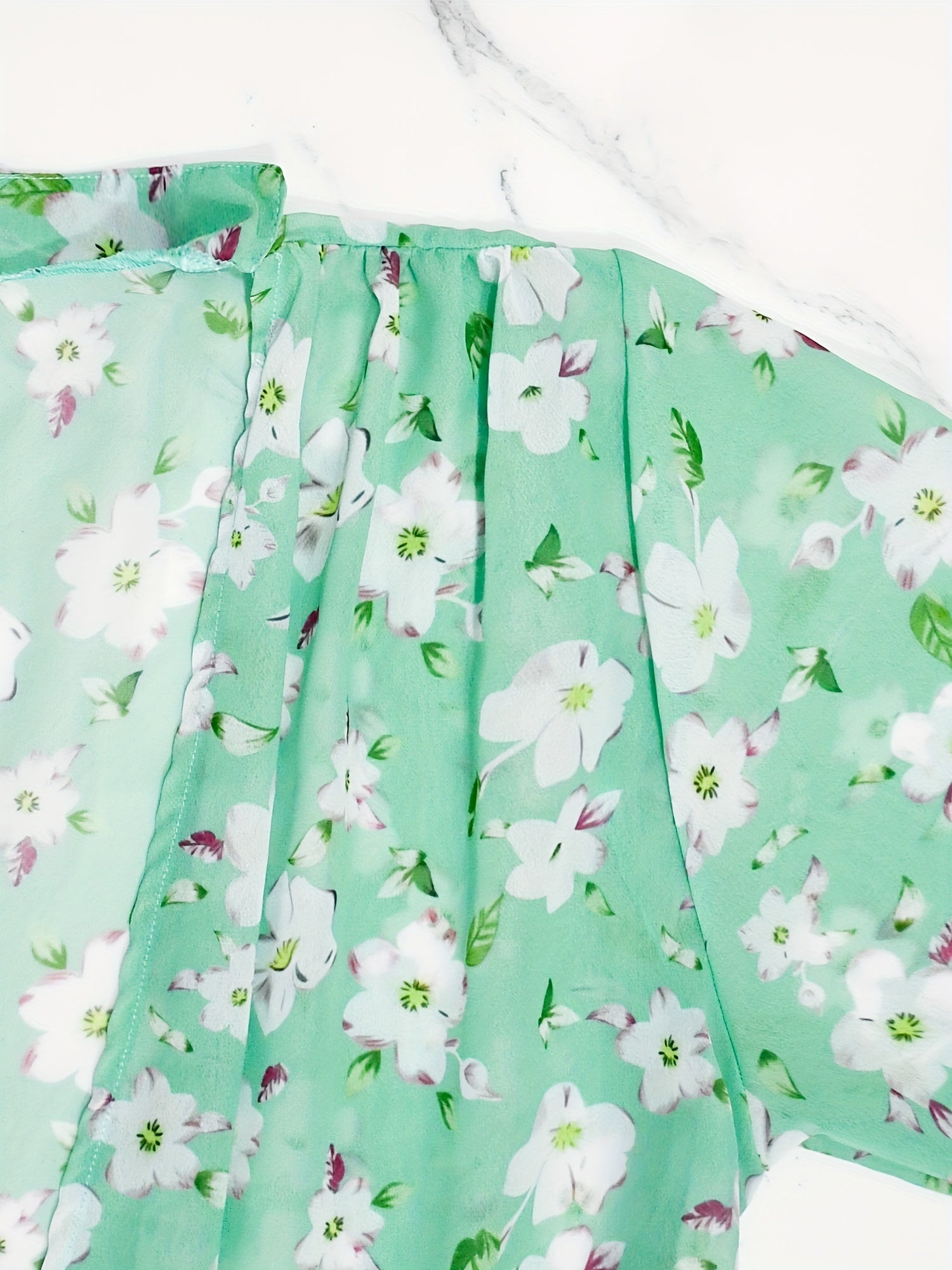 Long Sleeves Floral Print Loose Fit V Neck Cover Up Shirt