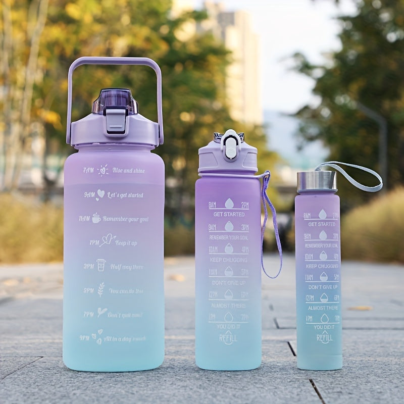 Leakproof Gradient Water Bottles 67oz 25oz 10oz Lockable Lid For Outdoor Sports