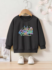 OERYUI Rainbow Print Crew Neck Pullover Top Kids Clothes