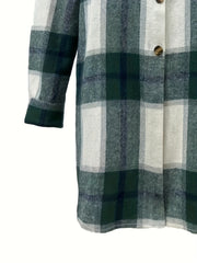  Plaid Print Long Sleeve Tunic Shirt Top