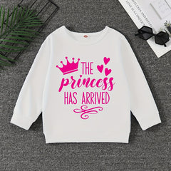 Girls' Princess Crew Neck Sweatshirt Pullover, Long Sleeve Top for Autumn Spring