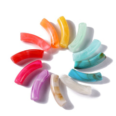 10pcs Two Tone Acrylic Curved Tube Beads for Women's Jewelry Making
