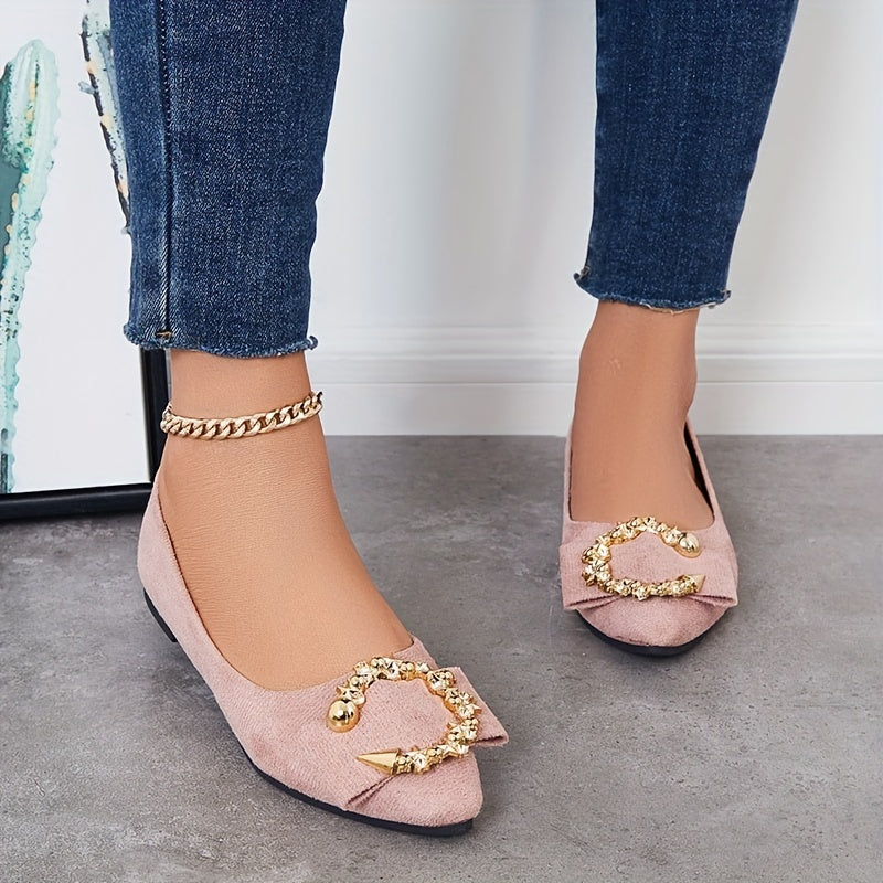 Metallic Decor Ballet Flats Soft Sole Slip On Shoes