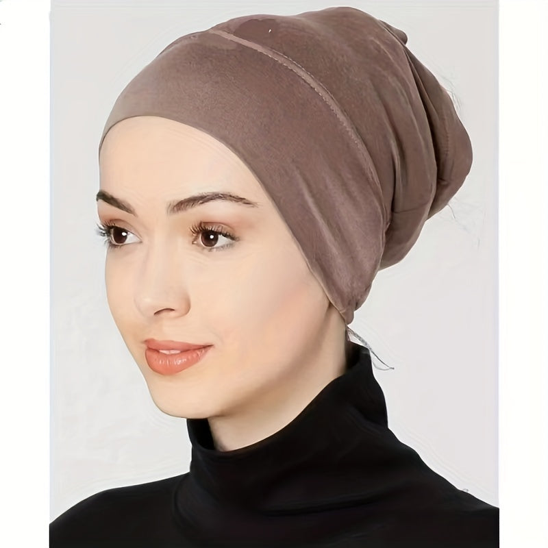 Soft Inner Hijab Hat Women Turban Cap Solid Head Wraps Breathable Underscarf