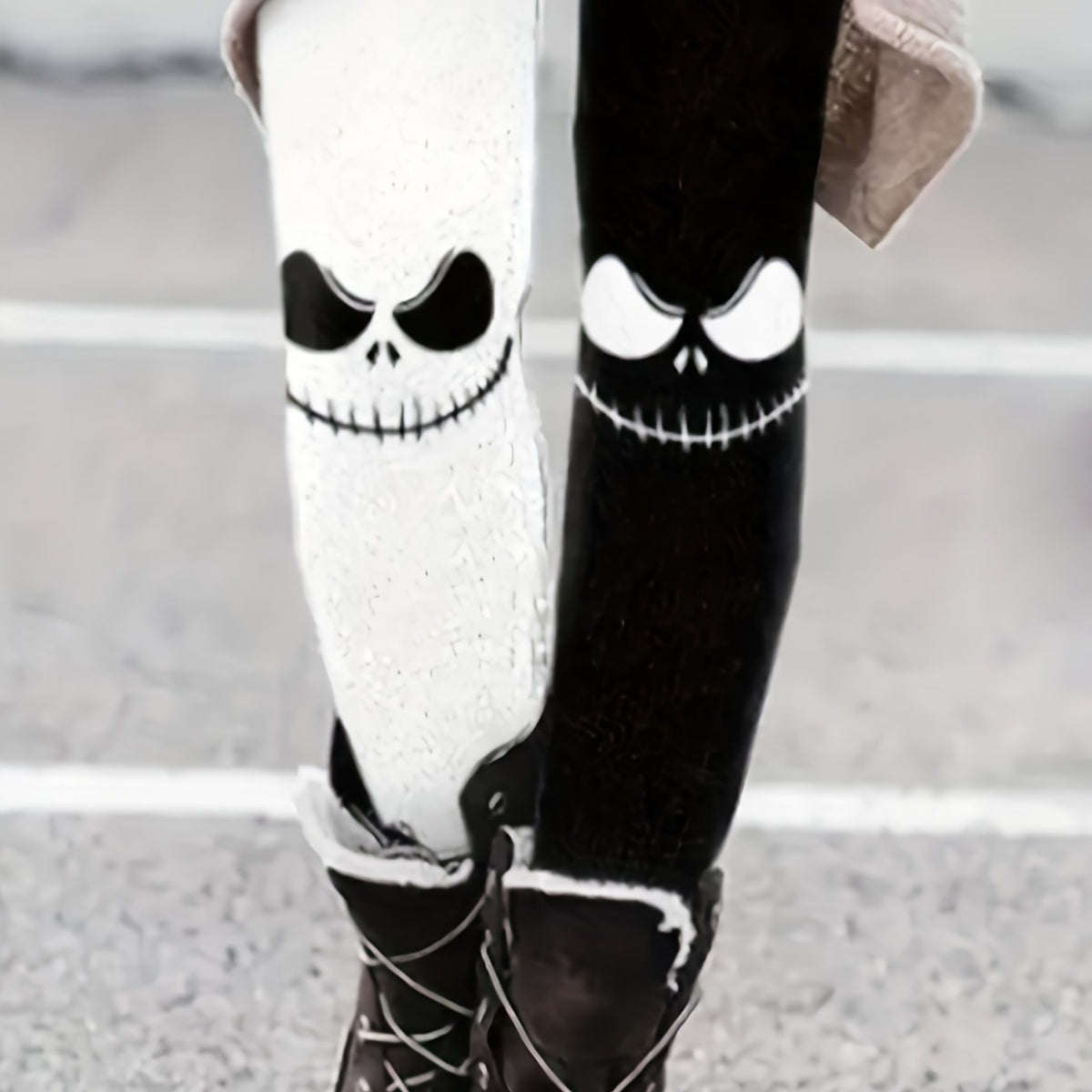  Colorblock Graphic Print Leggings Stretch Skinny Leggings