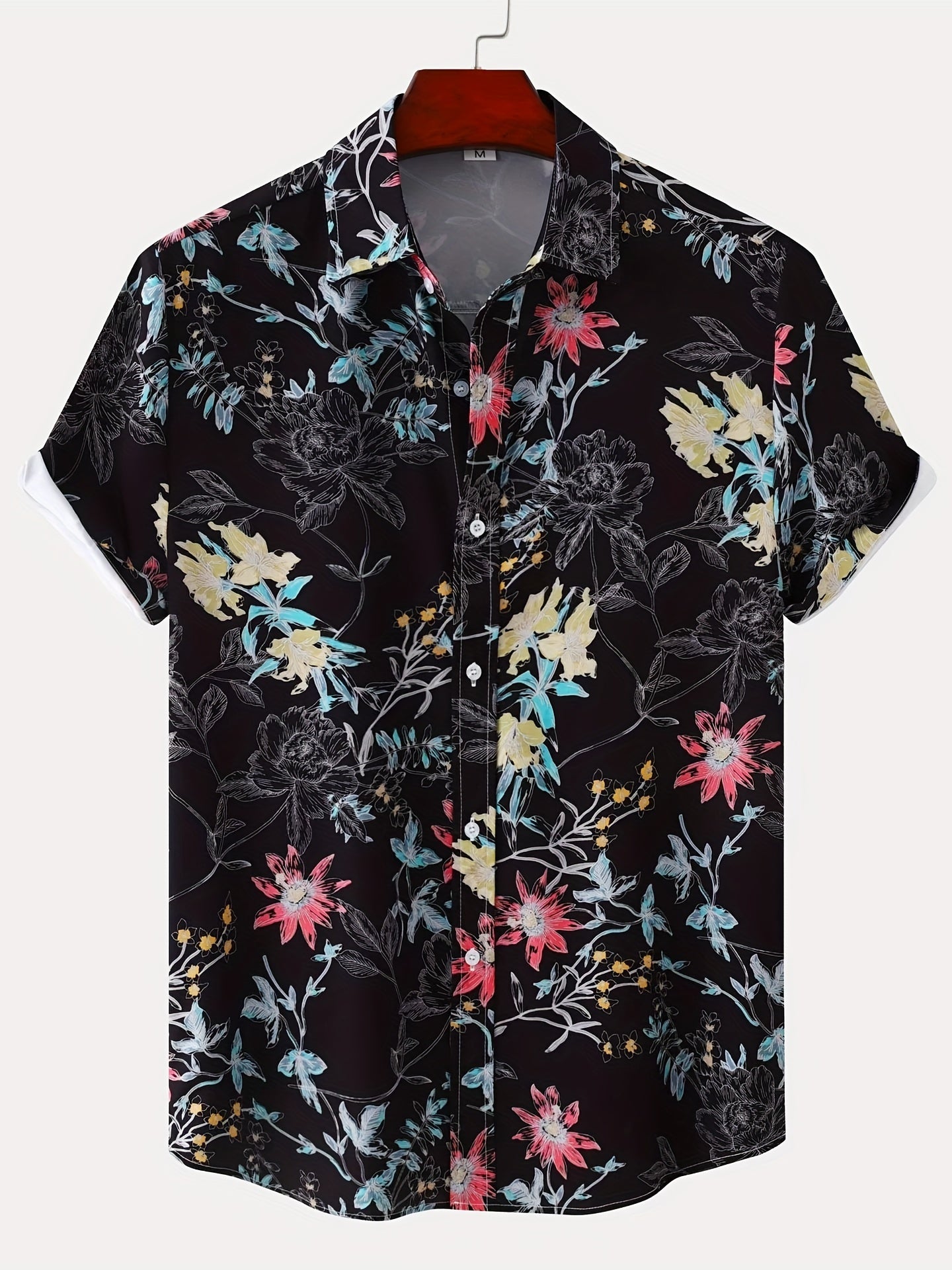 Men's Floral Short Sleeve T-Shirt for Summer Beach Style
