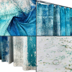 4-Piece Abstract Bathroom Set: Shower Curtain, Rugs, Non-Slip Bath