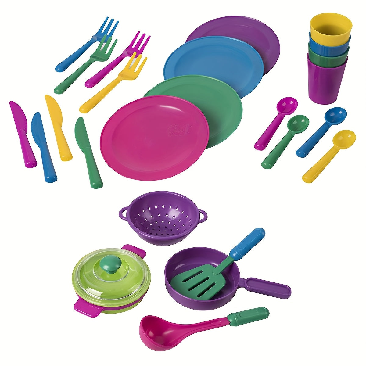 28pcs Mini Kitchen Playset Pretend Cooking Utensils and Dishes Educational Toys