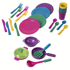 28pcs Mini Kitchen Playset Pretend Cooking Utensils and Dishes Educational Toys