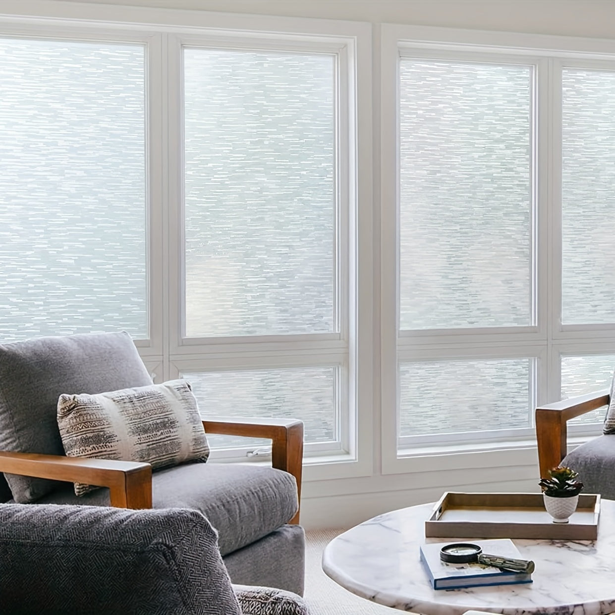 Privacy Window Film Frosted Glass Static Cling Sun Blocking Removable Decor