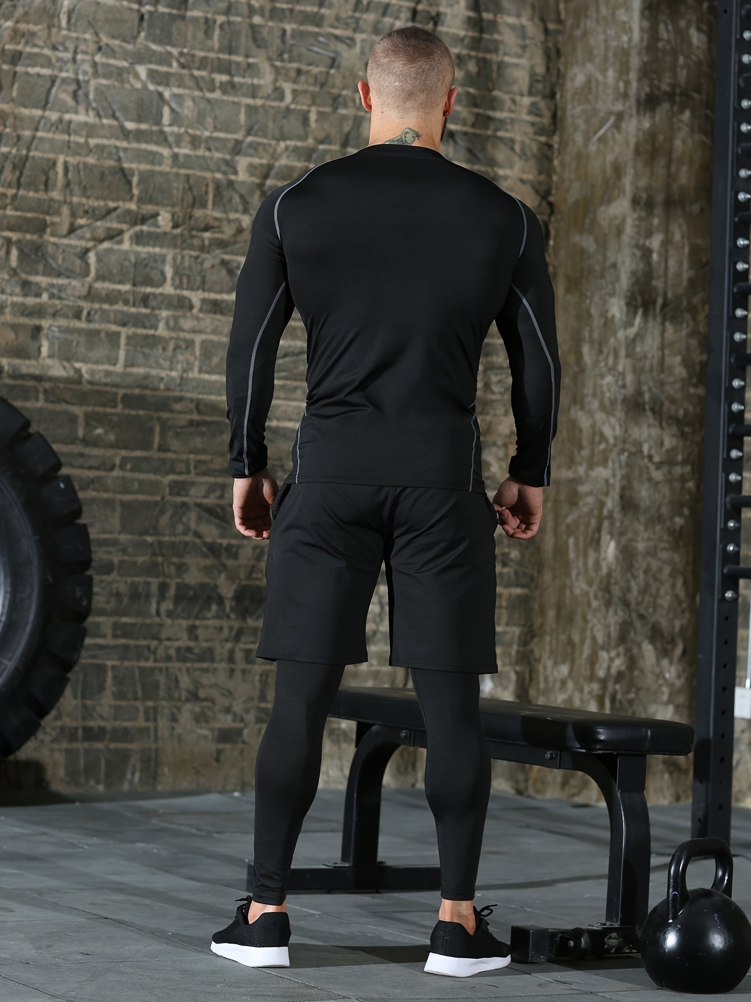 Men's 3pc Compression Suit Set Quick Dry Sweat Absorb Sports Fitness