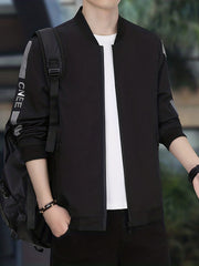 Men's Zip Up Windbreaker Jacket Baseball Collar Coat for Spring Autumn