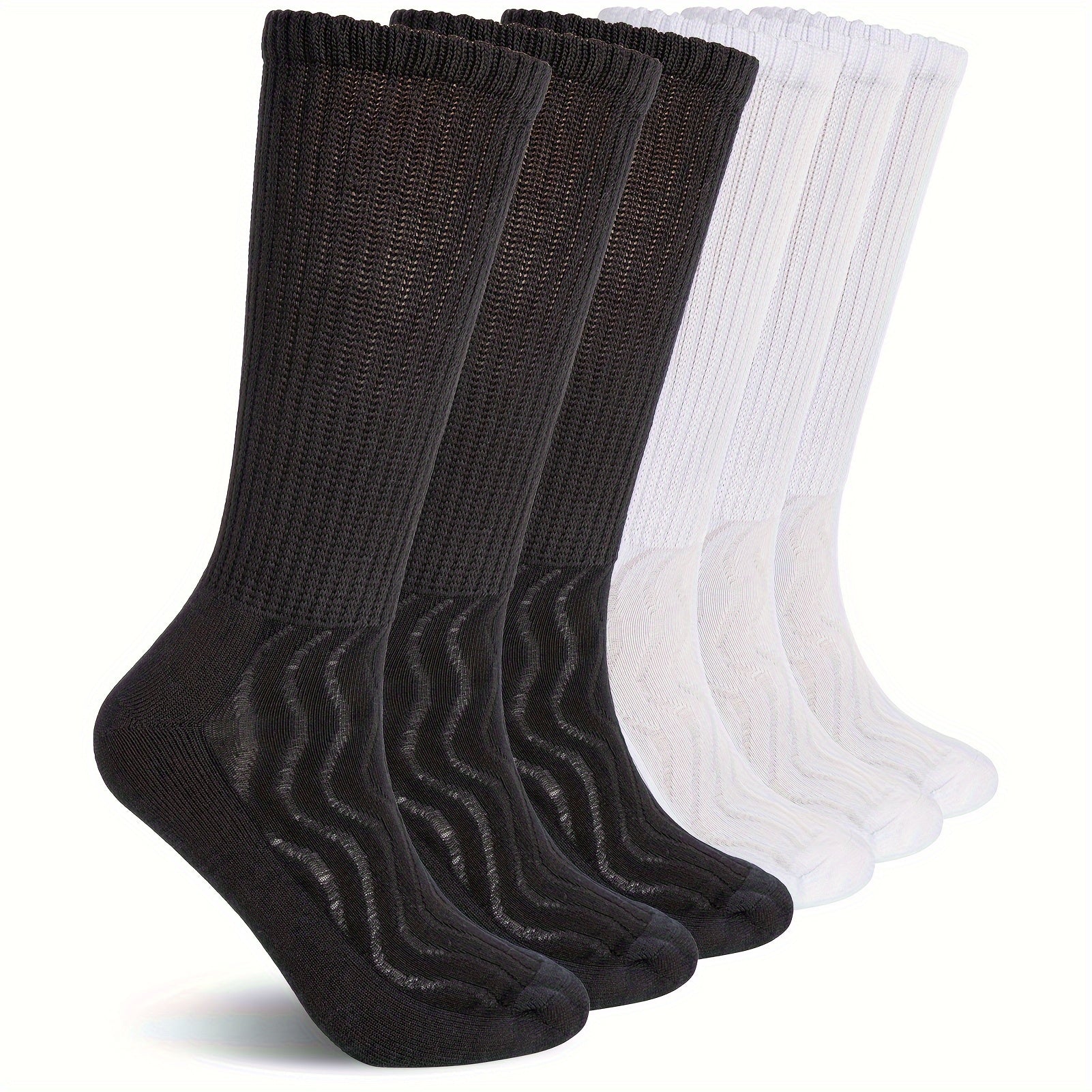 6 Pairs Bamboo Non Binding Diabetic Socks Breathable Seamless Toe Stocking