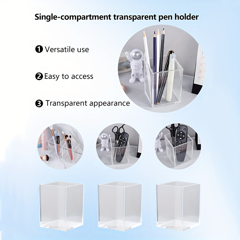 Transparent Acrylic Pen Holder for Desktop Organization