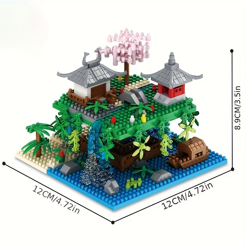 1920pcs Peach Blossom Pool Landscape Building Blocks Set