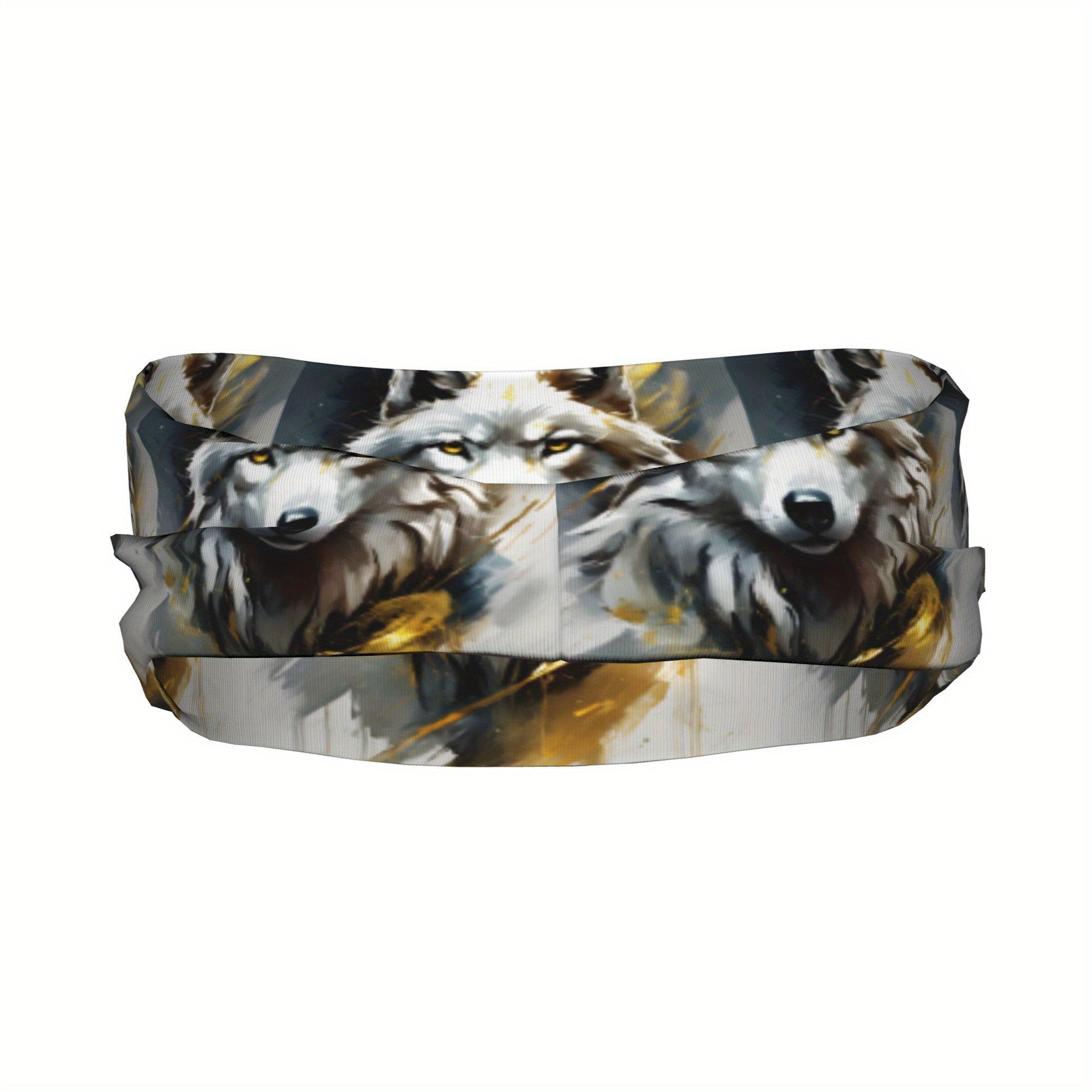 Wolf Themed Unisex Sports Headband Sweat Wicking Stretchy & Breathable Polyester