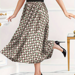  Argyle Print High Rise Maxi Skirt