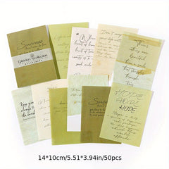 50 Sheets Retro English Journal Decoration Sticky Note Paper