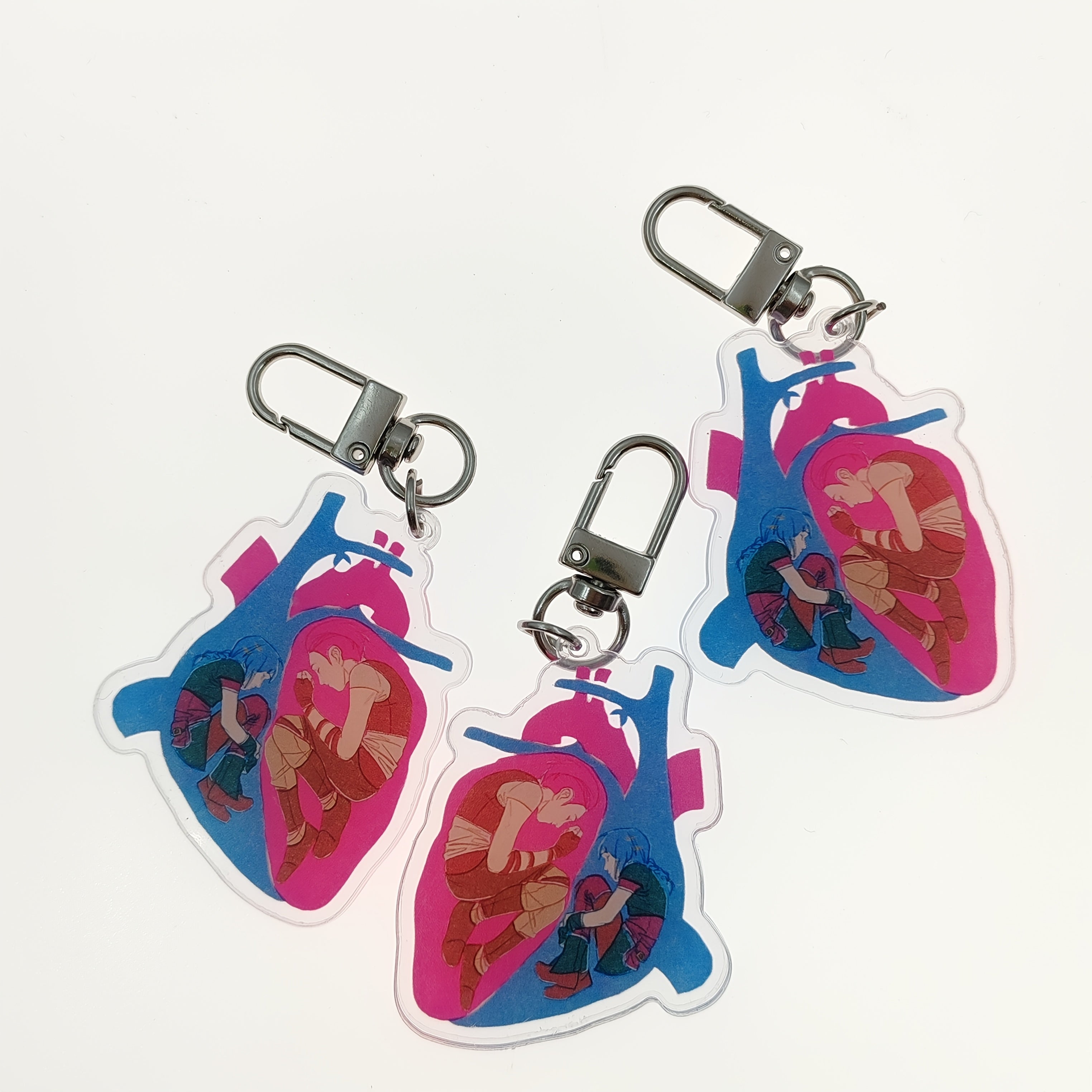Heart Shaped Keychain Transparent Plastic Accessory for Couples & Friends