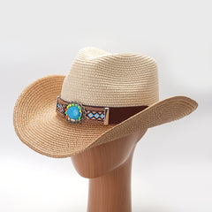 Boho Cowboy Hat Vintage Western Straw Hat