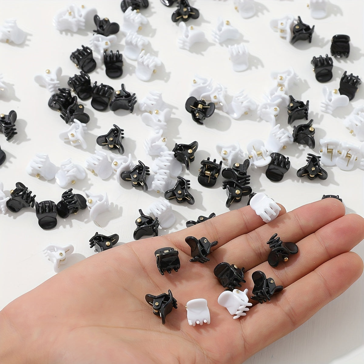 100pcs Mini Hair Claw Clip Solid Style Shark Claw For Side Hair